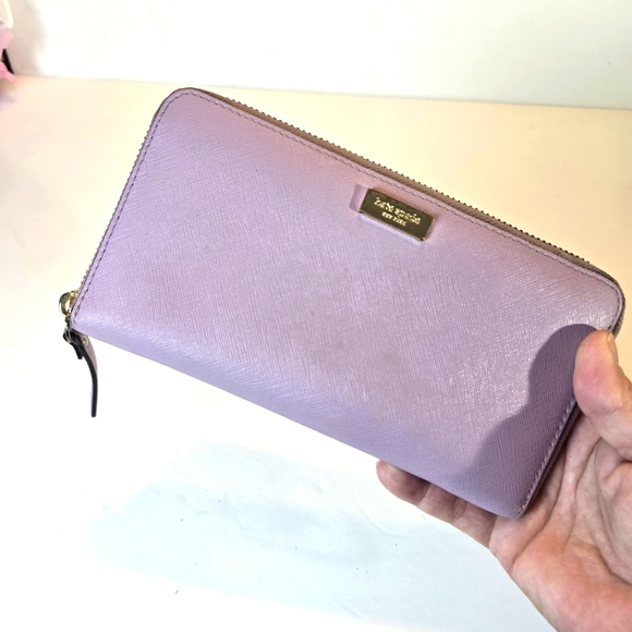 KATE‎ SPADE NEW YORK Lavender Continental Zip Saffiano Leather Wallet - Picture 1 of 10